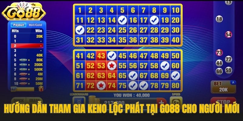 Quy trình 4 bước tham gia keno Lộc Phát trên Go88